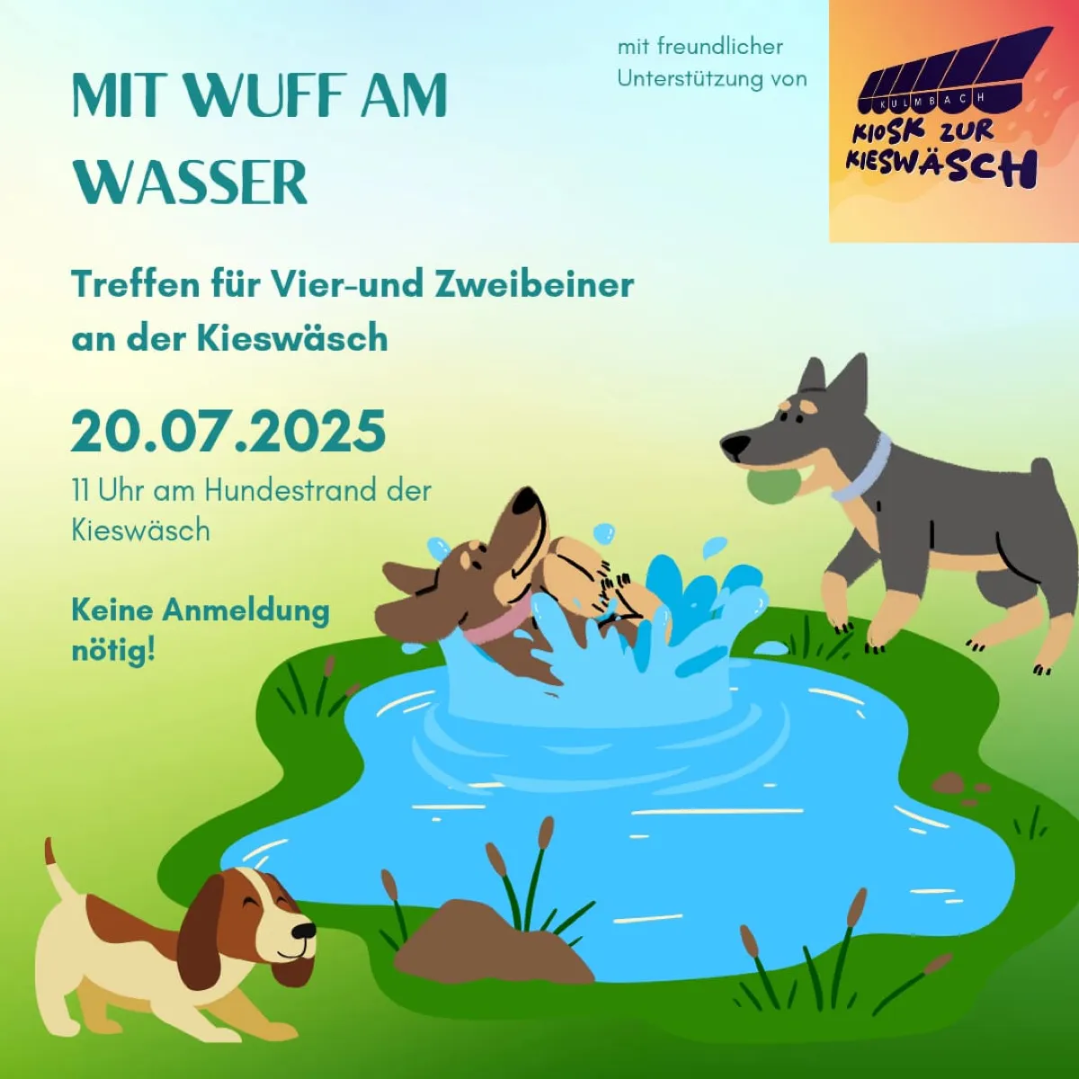 Einladung zum Treffen an der Kulmbacher Kieswäsch Hundestrand am 20.07.2025 ab 11:00 Uhr - keine Anmeldung nötig